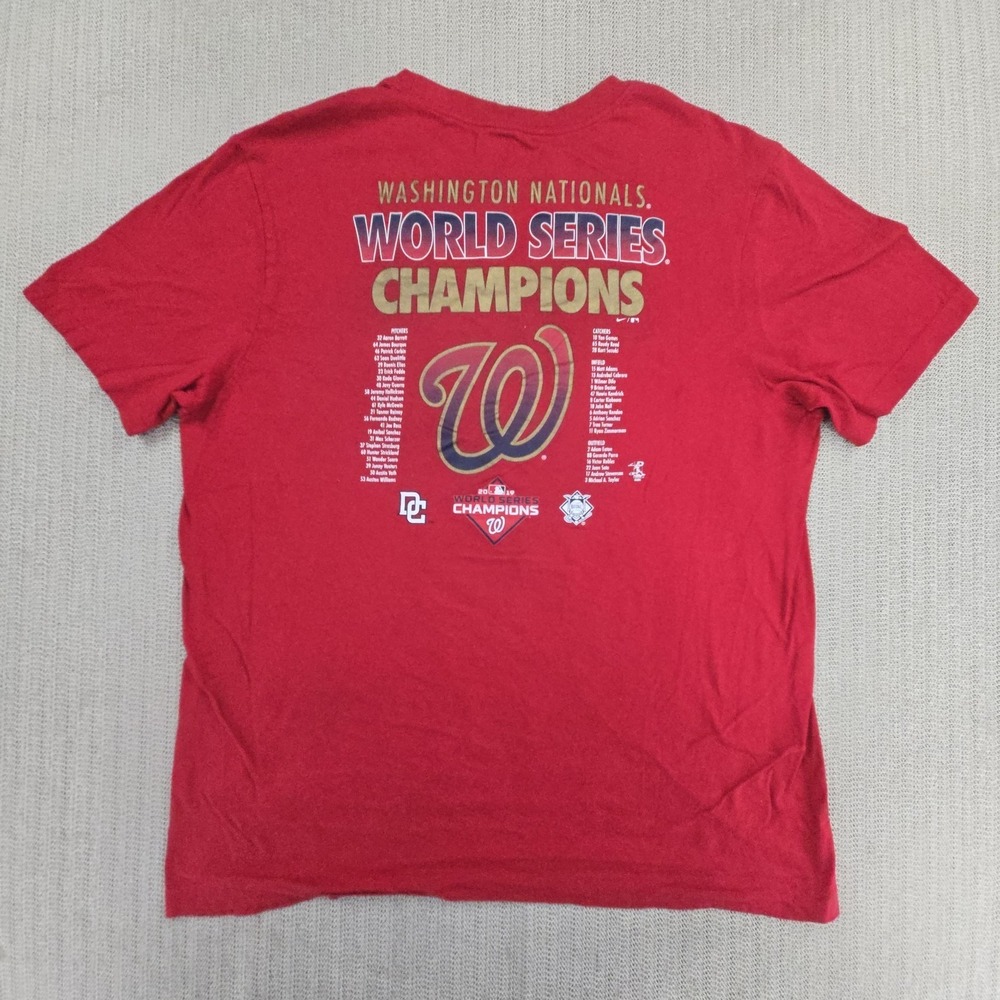 Nike Washington Nationals Shirt Mens Large Red MLB World Series Champions - Picture 8 of 10